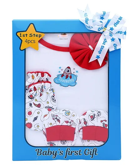 1st Step Cotton Baby Gift Set Pack of 4 - Red
