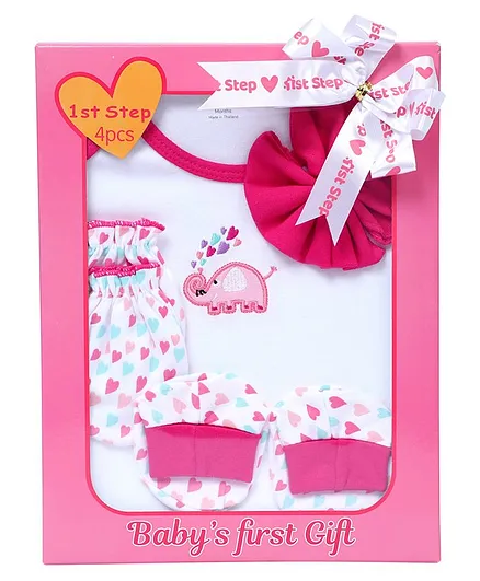 1st Step Cotton Baby Gift Set Pack of 4 - White