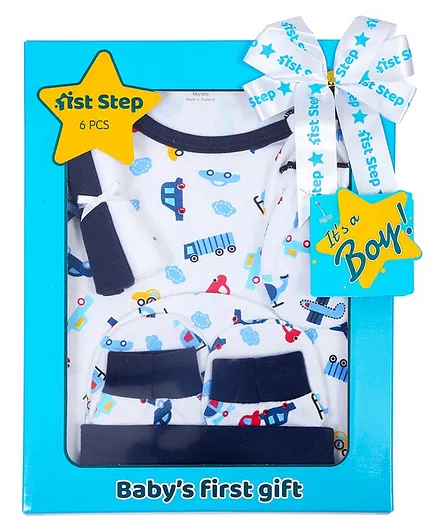 1st Step Cotton Baby Gift Set Pack of 6 - Blue
