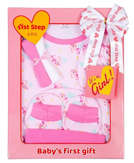 1st Step Cotton Baby Gift Set Pack of 6 - Light Pink