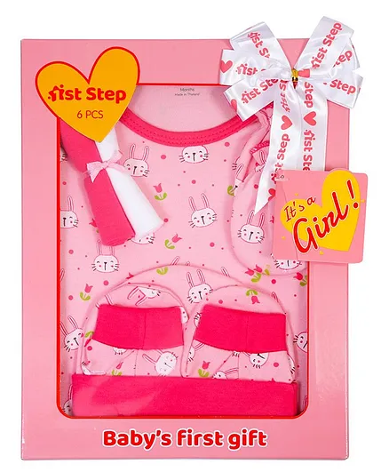 1st Step Cotton Baby Gift Set Pack of 6 - Pink