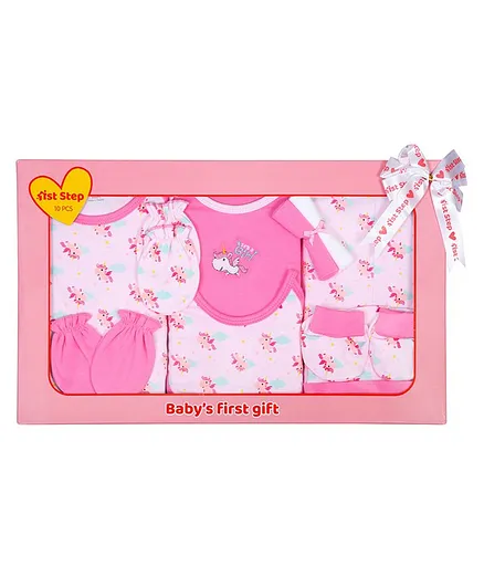 1st Step 100% Cotton Baby Gift Set Light Pink - Pack of 10