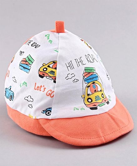 CUCUMBER Baby Summer Cap Printed Orange - Diameter 11.5 cm