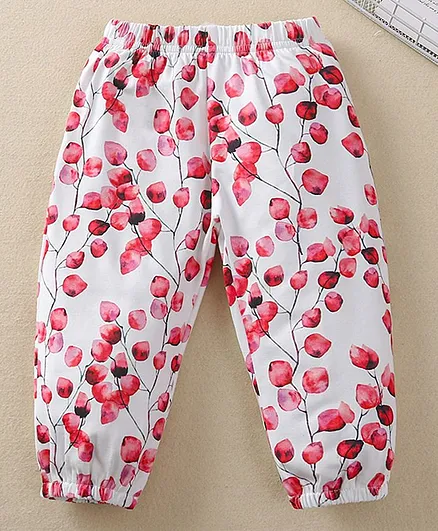 Kookie Kids Full Length Harem Pant Floral Print - White