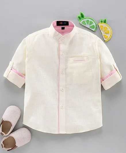 Robo Fry Full Sleeves Solid Color Shirt - White