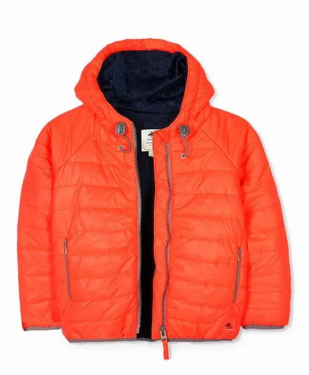 Cherry Crumble by Nitt Hyman Full Sleeves Solid Hooded Jacket - Orange