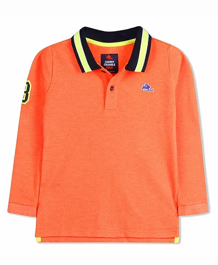 Cherry Crumble by Nitt Hyman Full Sleeves Number Patch Tee - Orange