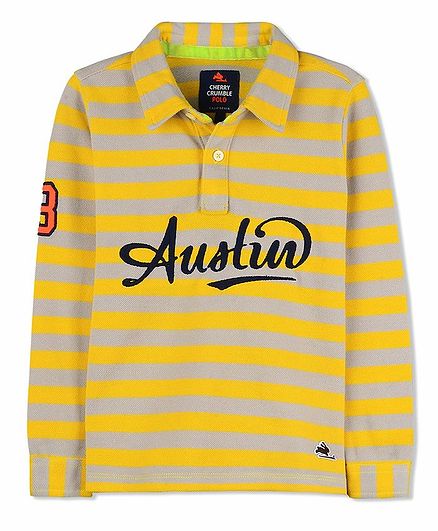 Cherry Crumble by Nitt Hyman Full Sleeves Striped Tee - Yellow
