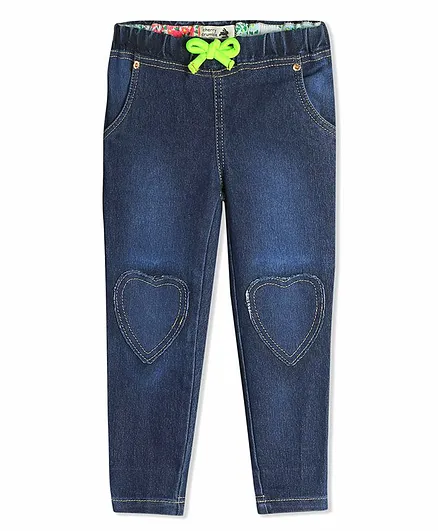 Cherry Crumble by Nitt Hyman Full Length Deim Heart Applique Jeans - Blue