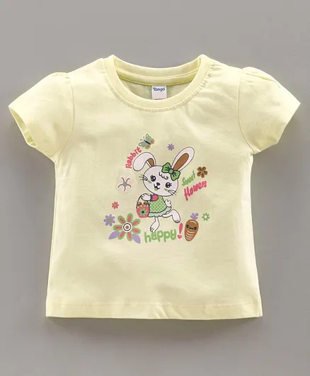 Tango Half Sleeves Tee Bunny Print - Yellow