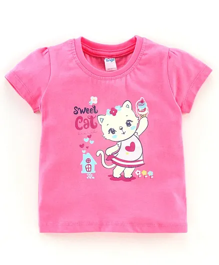 Tango Half Sleeves Tee Bunny Print - Pink