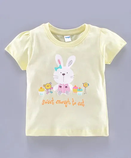 Tango Half Sleeves Tee Bunny Print - Lemon