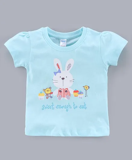 Tango Half Sleeves Tee Bunny Print - Sky Blue