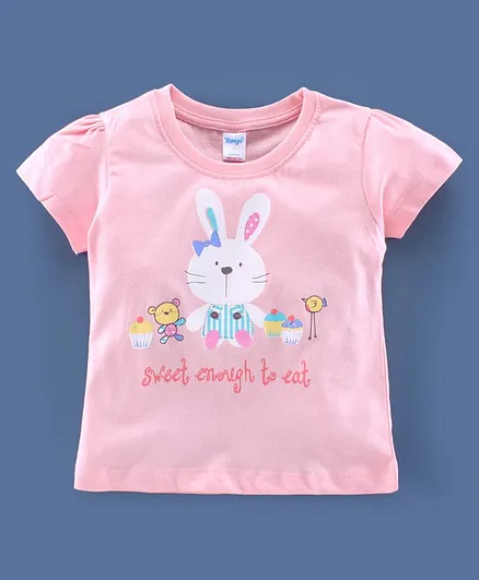 Tango Half Sleeves Tee Bunny Print - Peach