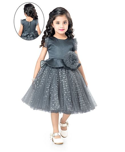 Pink Chick Sleeveless Embellished Fit & Flare Dress - Grey