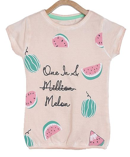 Tales & Stories Short Sleeves Watermelon Printed Top - Light Pink