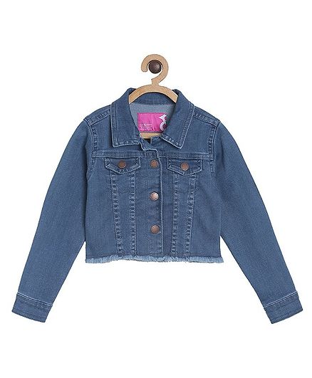 Tales & Stories Denim Solid Lycra Jacket - Blue