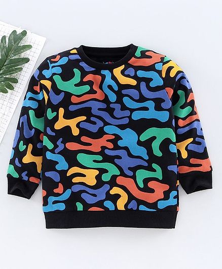 Ventra Full Sleeves All Over Puzzle Printed Sweatshirt - Blue