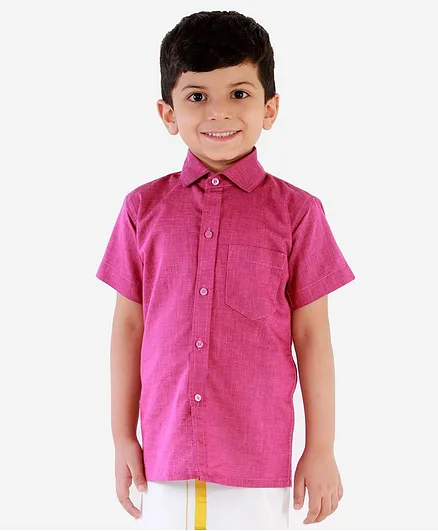 JBN Creation Half Sleeves Solid Colour Shirt - Pink