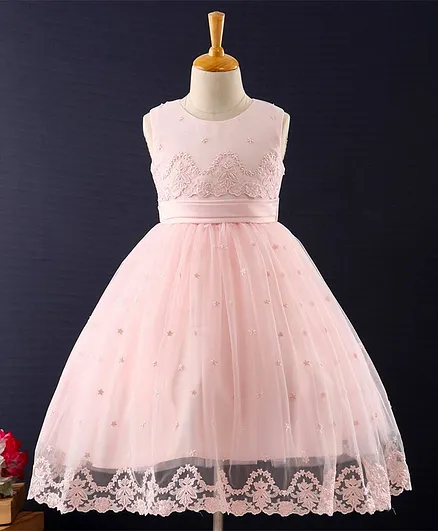 Mark & Mia Sleeveless Frock Floral Embroidery - Pink