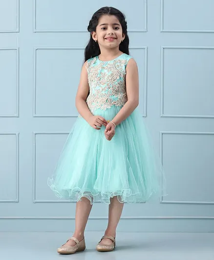 Mark & Mia Sleeveless Party Gown with Floral Embroidered Bodice - Mint