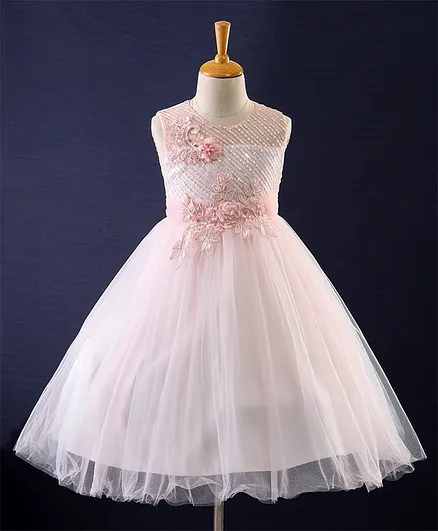 Mark & Mia Sleeveless Embellished Mid Length Frock - Light Pink
