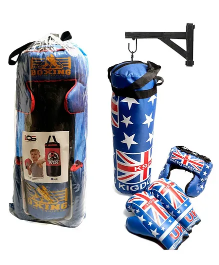 Legends of Sports Boxing Kit with Stand Star Print - Blue
