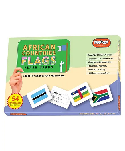 Krazy Early Learning Educational African Countries Flags Flash Card Pack of 54 - Multicolor