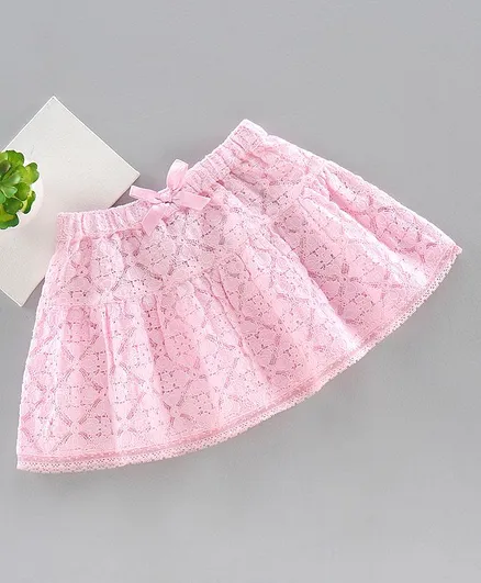 Babyoye Knee Length Embroidered Skirt - Baby Pink