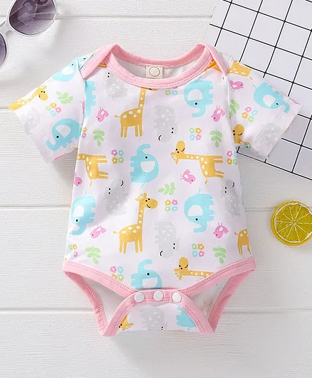 Kookie Kids Half Sleeves Onesie - Pink