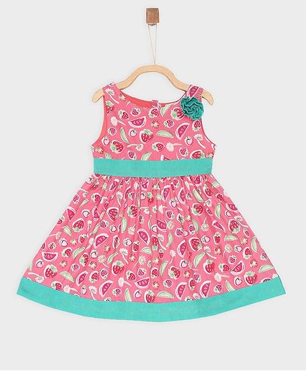 Rianna Sleeveless Fruit Print Dress - Pink