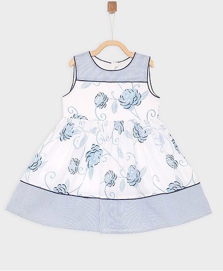 Rianna Sleeveless Flower Print Dress - White