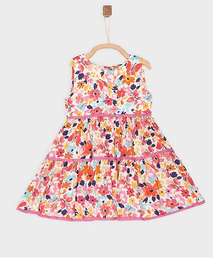 Rianna Sleeveless All Over Flower Print Dress - Multi Color