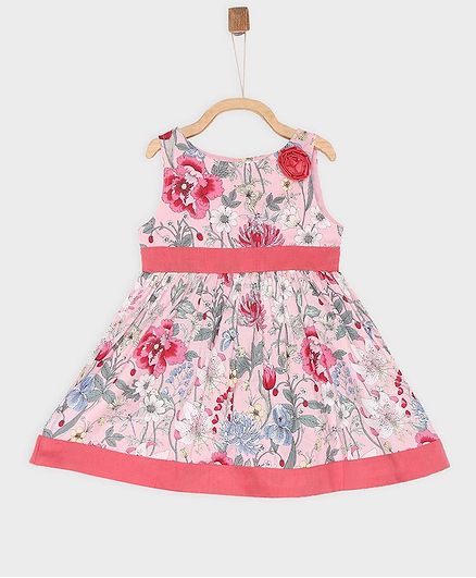 Rianna Sleeveless Floral Print Dress - Pink