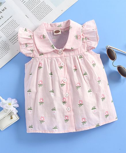 Kookie Kids Sleeveless Shirt Floral Print - Pink