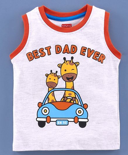 Babyhug Sleeveless Tee Giraffe Print - Grey
