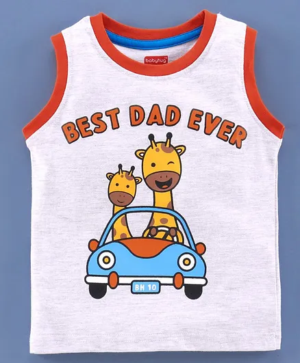 Babyhug Sleeveless Tee Giraffe Print - Grey