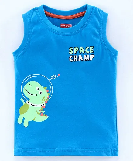 Babyhug Sleeveless Tee Dino Print - Blue