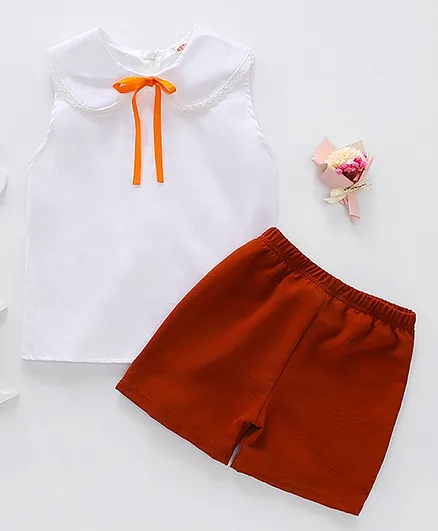 Kookie Kids Sleeveless Top with Shorts - White Red