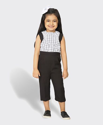 Tic Tac Toe Sleeveless Checkered Jumpsuit - Black & White