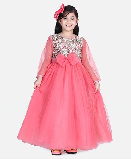Whitehenz Clothing Network Gown With Small Bow In Front - Piyaji Pink