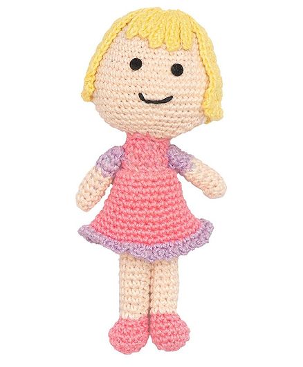 Happy Threads Crochet Amigurumi Doll Pink - Height 13.97 cm