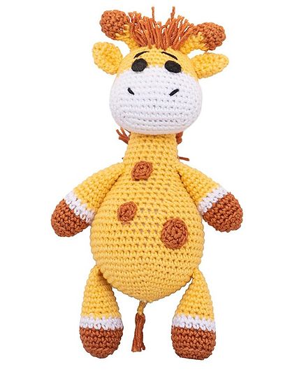 Happy Threads Crochet Giraffe Soft Toy Light Yellow - Height 16.25 cm