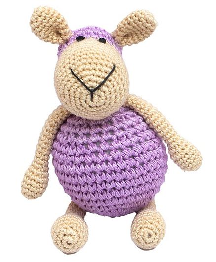 Happy Threads Crochet Sheep Soft Toy Purple - Height 19.5 cm
