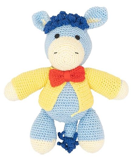 Happy Threads Crochet Dapper Horse Soft Toy Blue - Height 18.75 cm