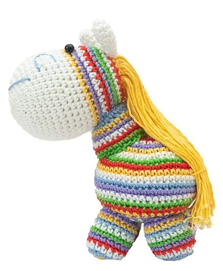 Happy Threads Crochet Rainbow Pony Soft Toy Multicolor - Height 12.5 cm