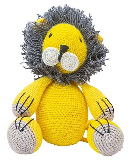 Happy Threads Crochet Courageous Lion Soft Toy Yellow - Height 20 cm