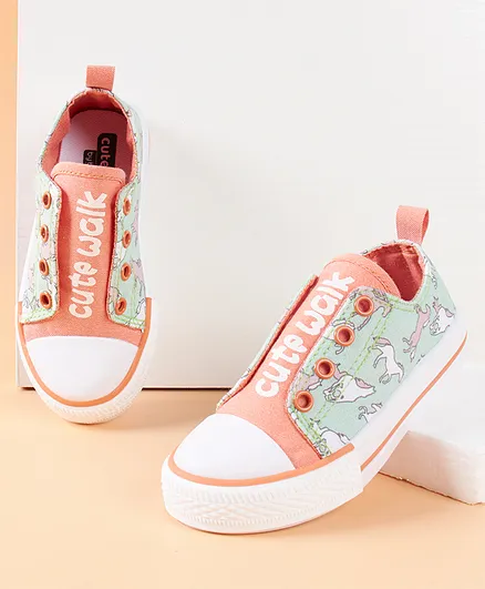 Cute Walk by Babyhug Casual Shoes Unicorn Print - Teal