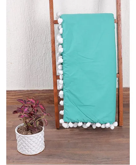 My Gift Booth All Year Comforter With Pom Pom Border - Teal Green