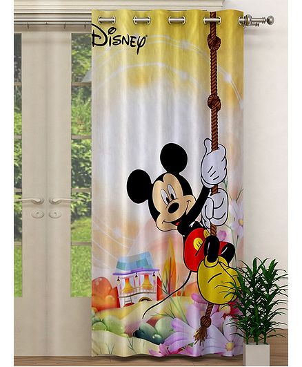 Fun Homes Disney Mickey Print Polyester Special Blackout Crush Eyelet Door Curtain - Yellow